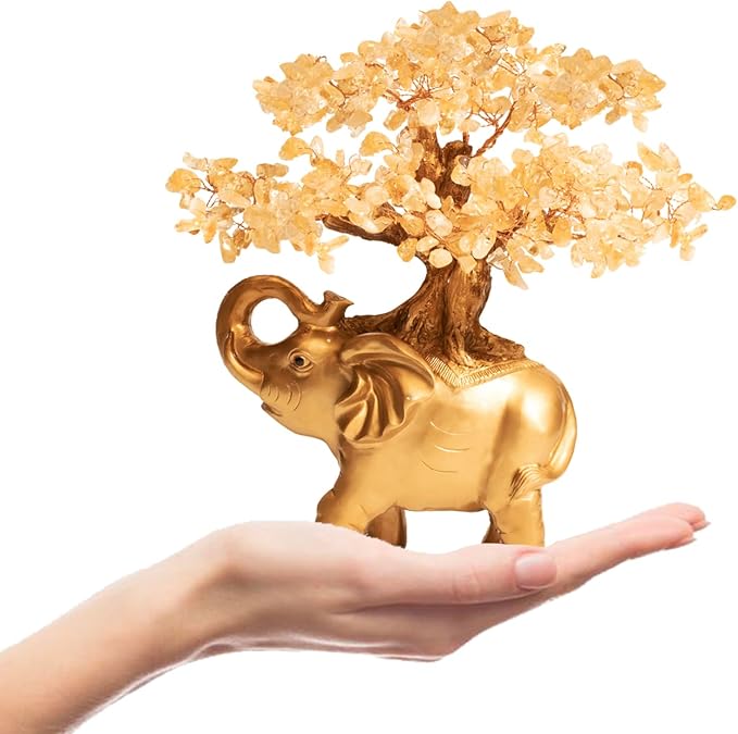 Money Tree on Gold Mini Elephant Statue