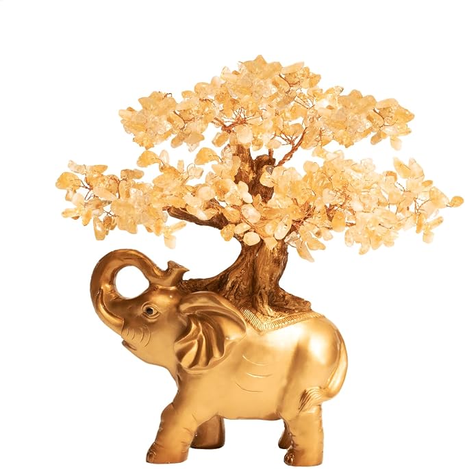 Money Tree on Gold Mini Elephant Statue