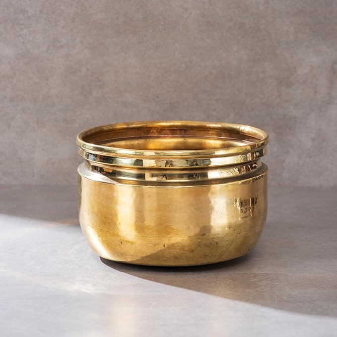 Brass Planter Pot - Handcrafted Decorative Indoor Plant Holder