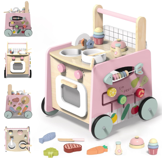 Wooden Baby Walker 4-in-1 with Push Walker Toys
