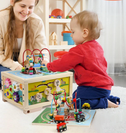 Toy Galaxy Wooden Activity Cube 7-in-1 Montessori Toys